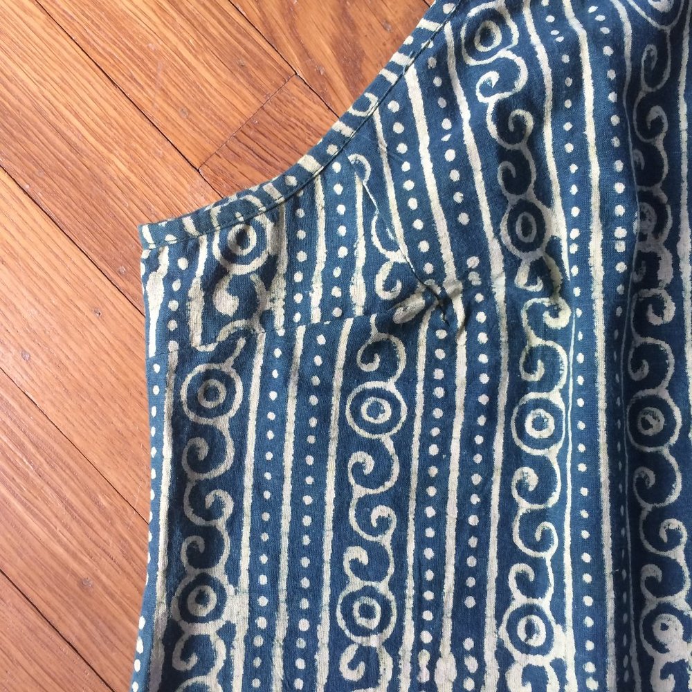 Boxy Fit Cropped Batik Tank Top Green/Yellow Sz M - Picture 9 of 10